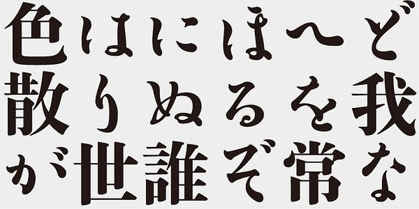 Carte présentant la police de caractères AB Ajimin Ryo/EB dans différents styles