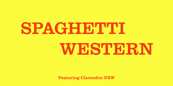 Card displaying Clarendon URW typeface in various styles