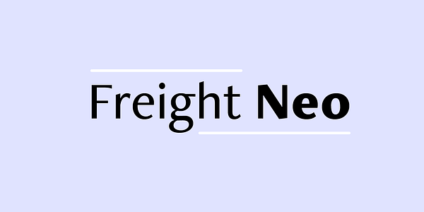 Card displaying Freight Neo typeface in various styles