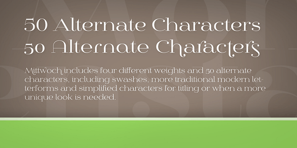 Card displaying Mittwoch typeface in various styles