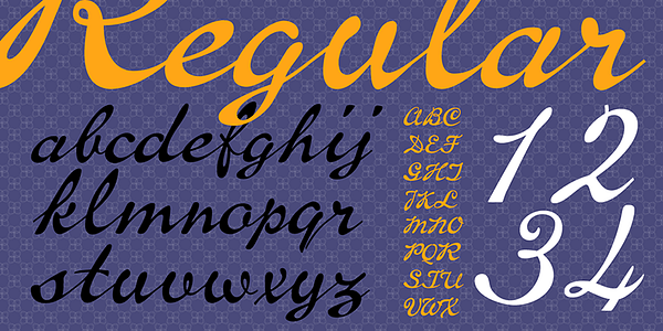 Card displaying P22 Brass Script Pro typeface in various styles