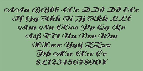 Card displaying P22 Klauss Kursiv typeface in various styles