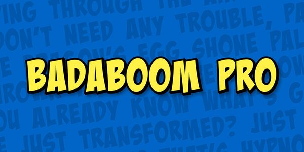 Card displaying BadaBoom typeface in various styles