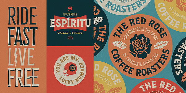 Card displaying Espiritu typeface in various styles