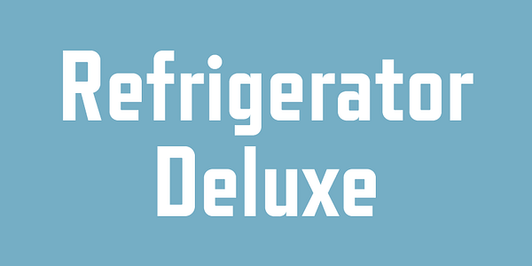 Card displaying Refrigerator Deluxe typeface in various styles