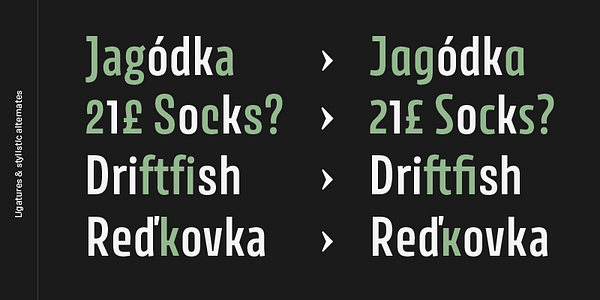 Card displaying Avory typeface in various styles