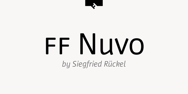 Card displaying FF Nuvo typeface in various styles