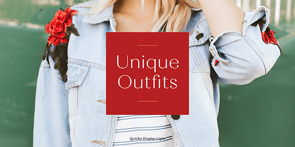 Card displaying Quiche Display typeface in various styles