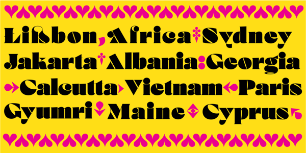 Card displaying Courage typeface in various styles