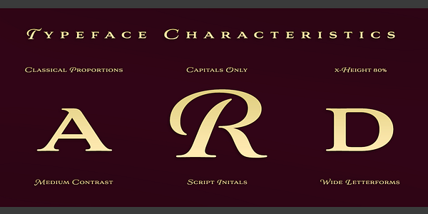 Card displaying Aviano Royale typeface in various styles