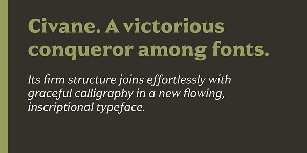 Card displaying Civane typeface in various styles