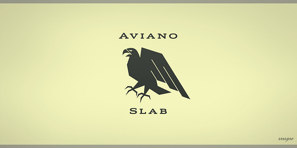 Card displaying Aviano Slab typeface in various styles