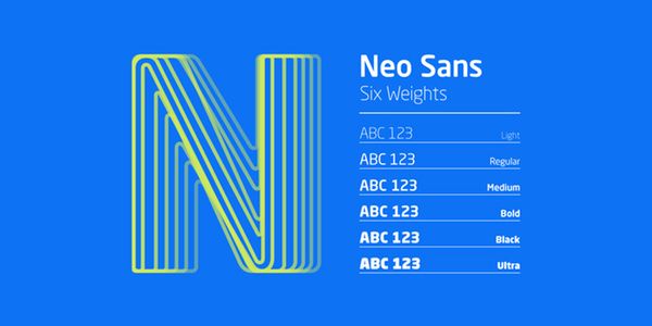Card displaying Neo Sans typeface in various styles
