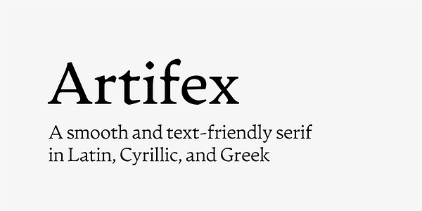 Card displaying Artifex CF typeface in various styles