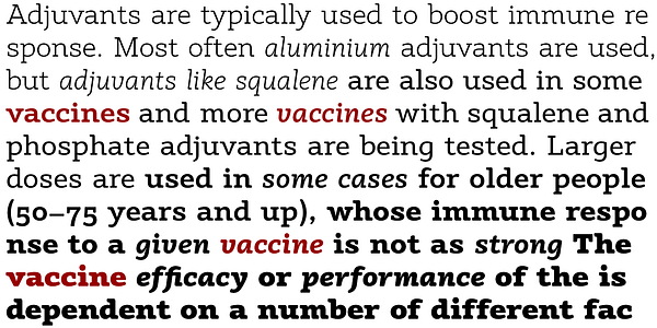 Card displaying Vaccine typeface in various styles