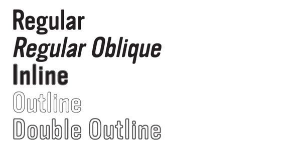 Card displaying Vinyl typeface in various styles