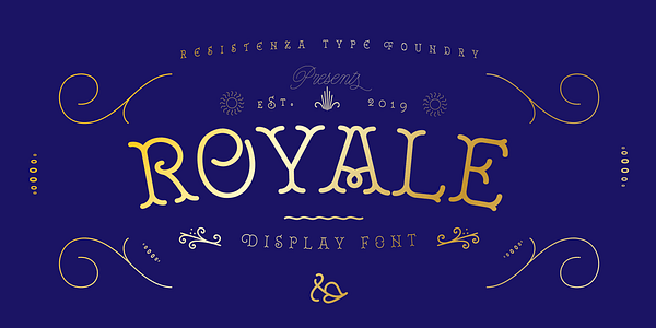 Card displaying Royale typeface in various styles