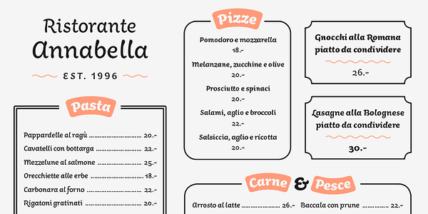 Karte mit der Schriftart Aisha Latin in verschiedenen Schnitten