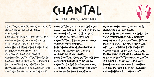 Card displaying Chantal typeface in various styles