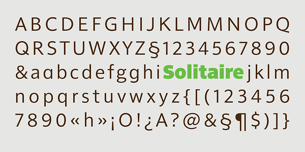 Card displaying MVB Solitaire Pro typeface in various styles