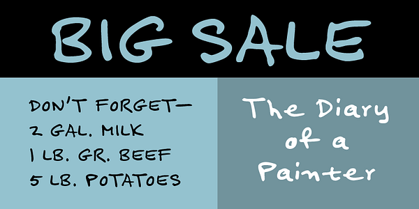 Card displaying Felt Tip Senior typeface in various styles