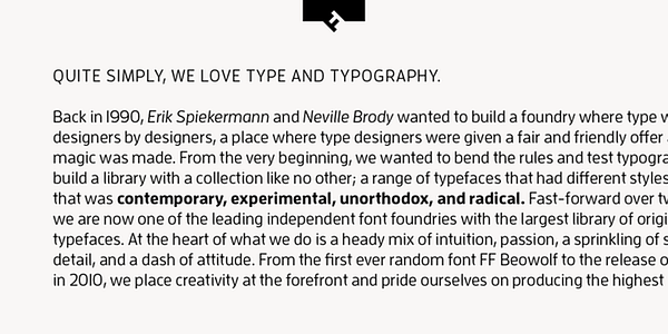 Card displaying FF Enzo typeface in various styles