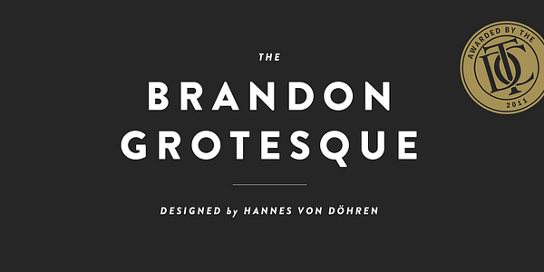 Card displaying Brandon Grotesque typeface in various styles