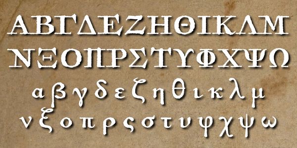 Card displaying Antiquarian typeface in various styles