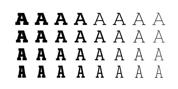 Card displaying Novecento Slab typeface in various styles