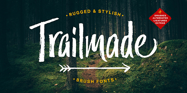 Card displaying Trailmade typeface in various styles