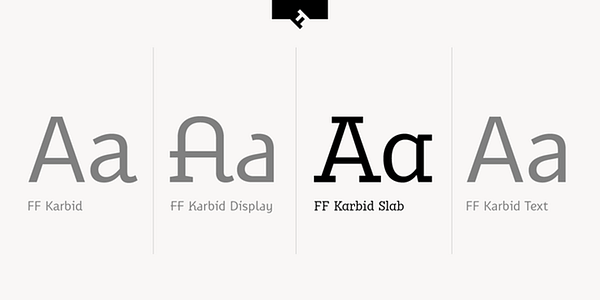 Card displaying FF Karbid Slab typeface in various styles