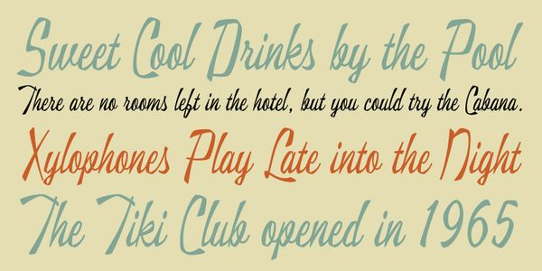 Card displaying Kon Tiki Lounge JF typeface in various styles