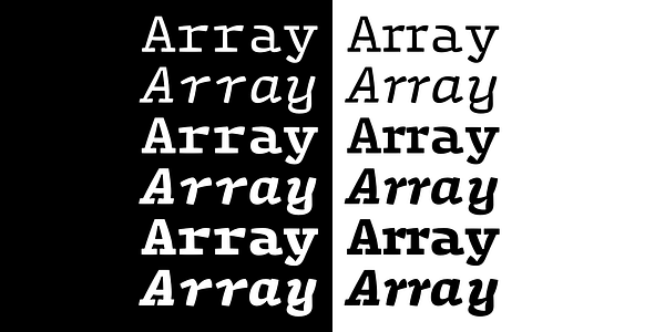 Card displaying Array typeface in various styles