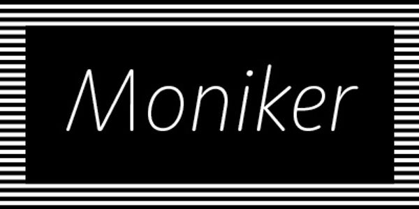Card displaying Moniker typeface in various styles