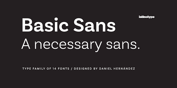 Card displaying Basic Sans typeface in various styles