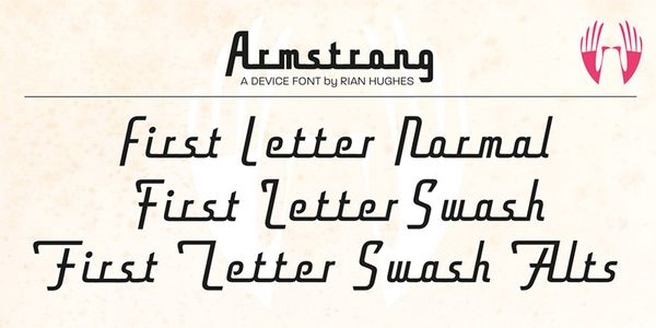 Card displaying Armstrong typeface in various styles