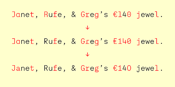 Card displaying Auger Mono typeface in various styles