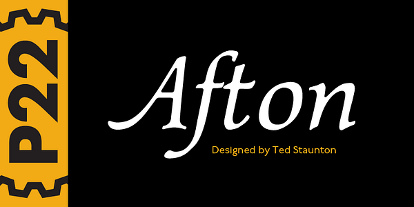 Card displaying P22 Afton typeface in various styles