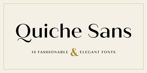 Card displaying Quiche Sans typeface in various styles