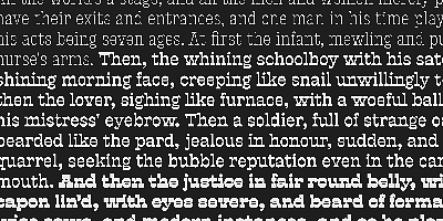 Card displaying Presley Slab typeface in various styles