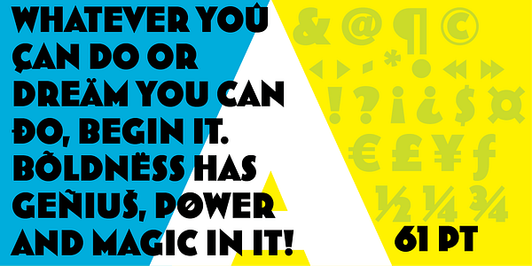 Card displaying MVB Bovine typeface in various styles