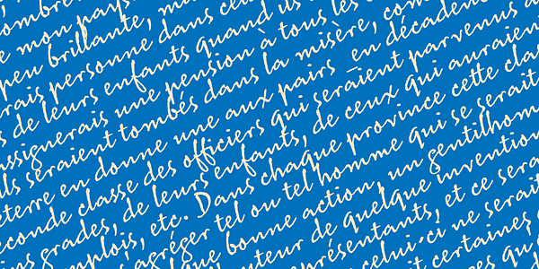 Card displaying MVB Sacre Bleu typeface in various styles