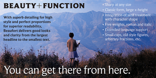 Card displaying Beaufort Pro typeface in various styles