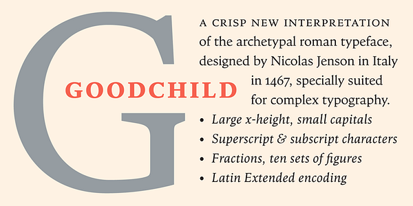 Card displaying Goodchild Pro typeface in various styles