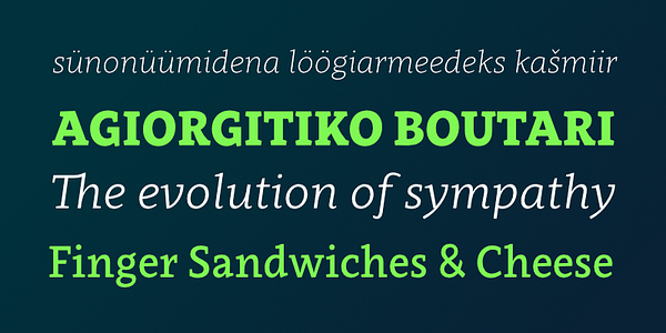 Card displaying Clavo typeface in various styles