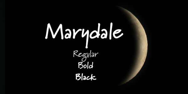 Card displaying Marydale typeface in various styles