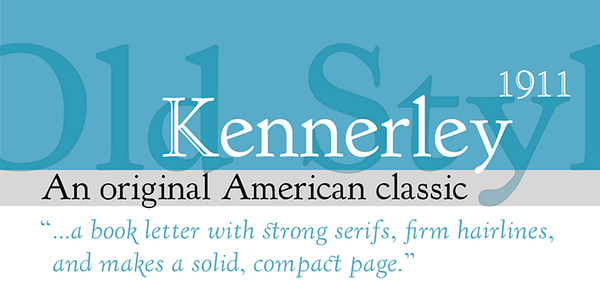 Card displaying LTC Kennerley typeface in various styles