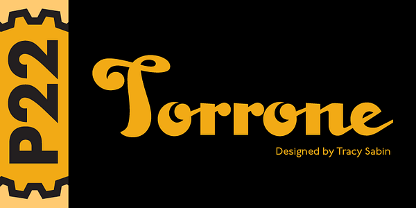 Card displaying P22 Torrone typeface in various styles