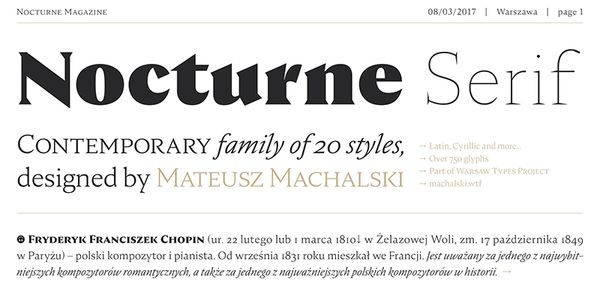 Card displaying Nocturne Serif typeface in various styles