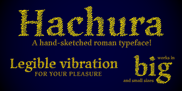 Card displaying Hachura typeface in various styles